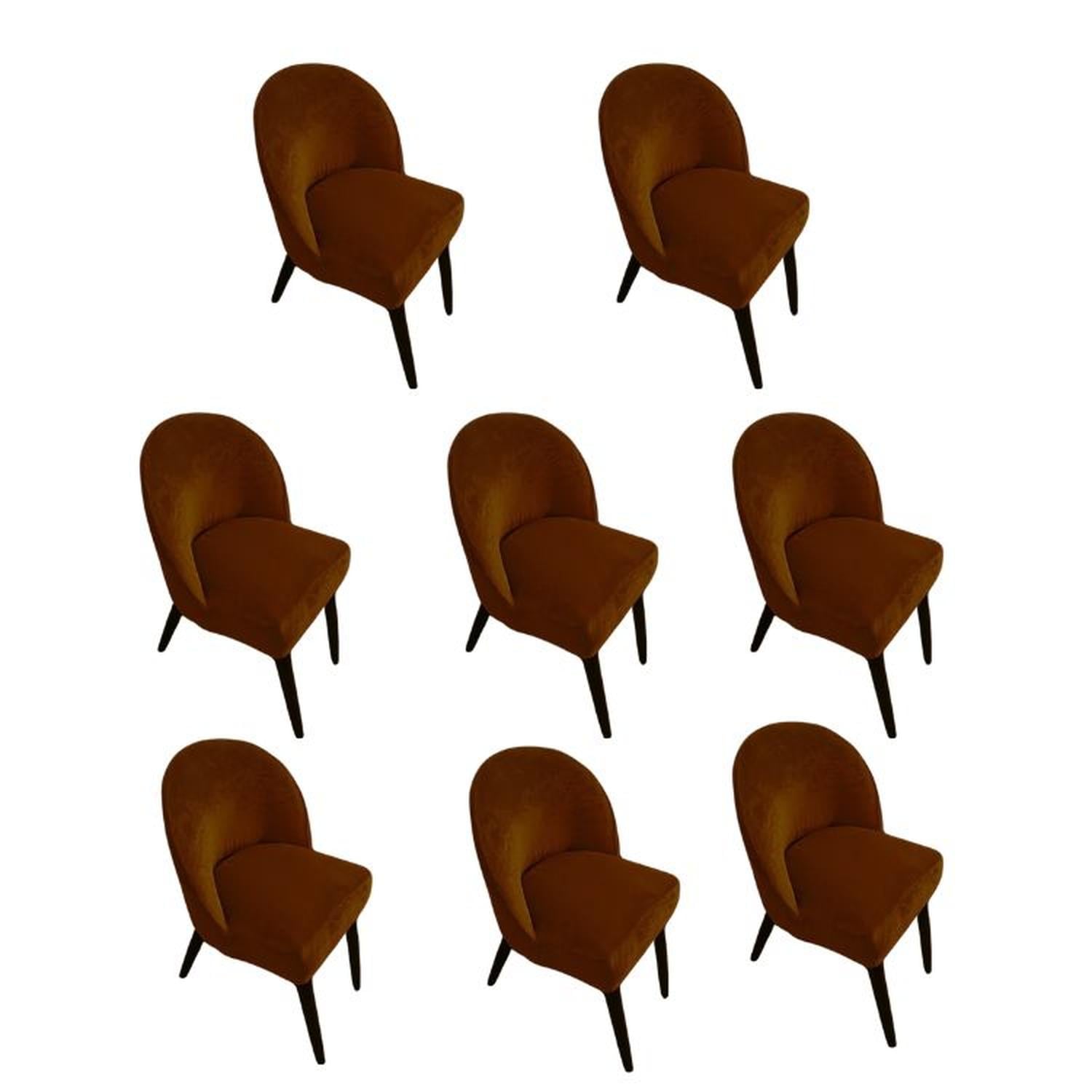 FUNDA DE SILLA VINTAGE EN TERCIOPELO LISO 8 PIEZAS - CHOCOLATE - 2