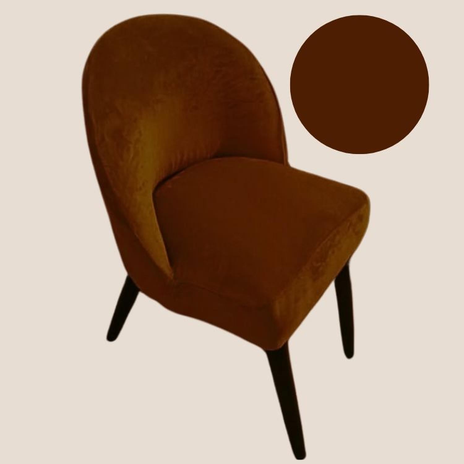 FUNDA DE SILLA VINTAGE EN TERCIOPELO LISO 8 PIEZAS - CHOCOLATE - 3