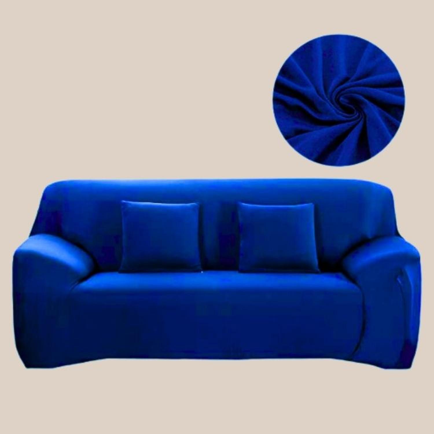 FUNDA DE MUEBLE 3-2-1 EN LYCRA COLOR ENTERO - AZUL - 2