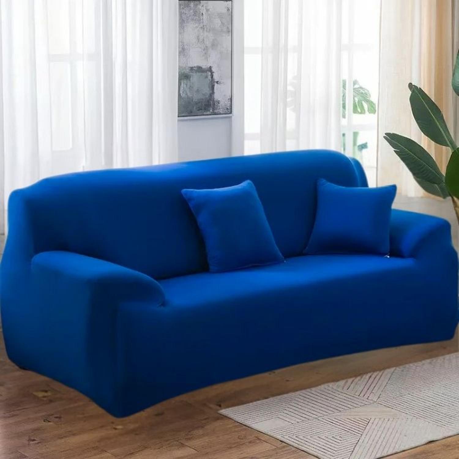 FUNDA DE MUEBLE 3-2-1 EN LYCRA COLOR ENTERO - AZUL - 3