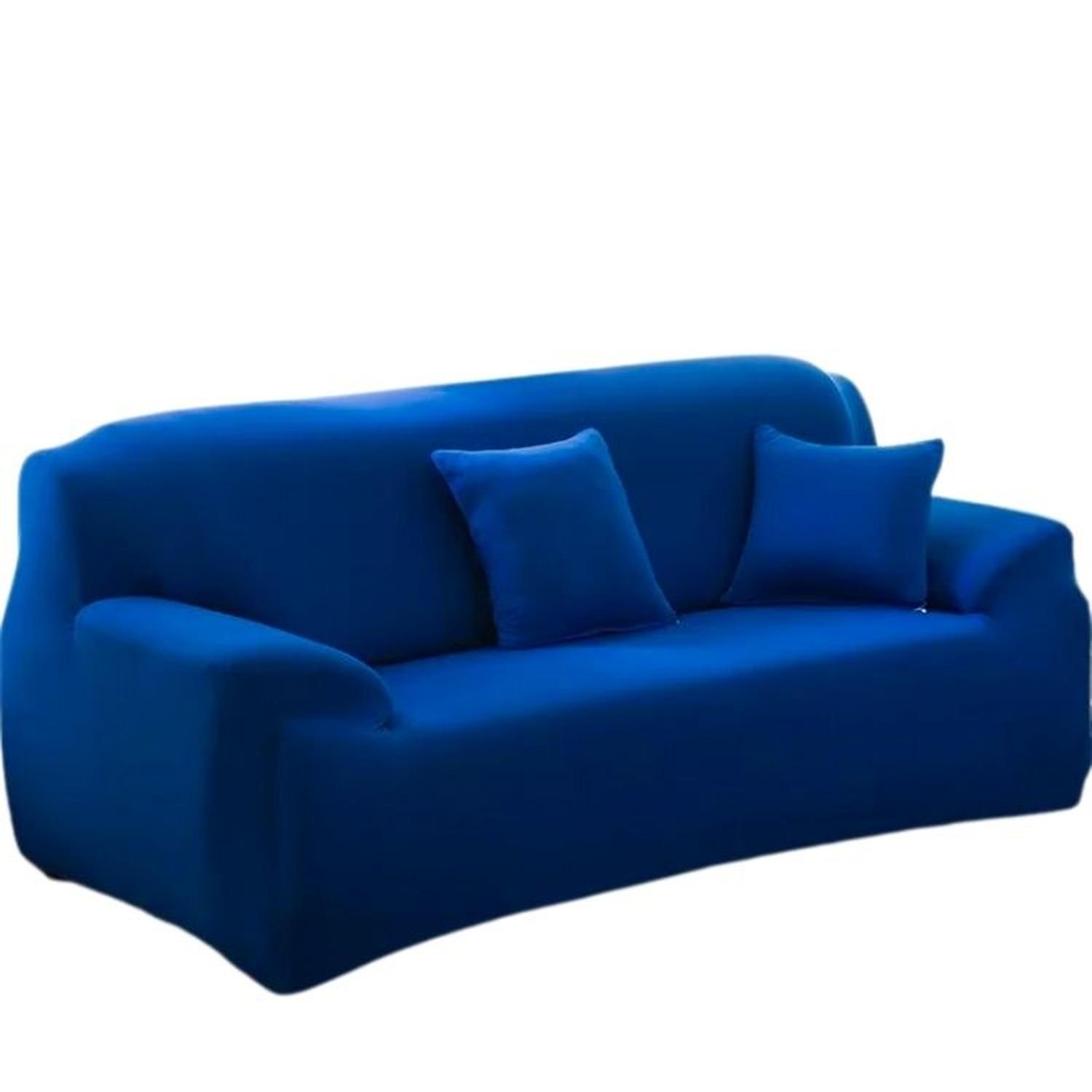 FUNDA DE MUEBLE 3-2-1 EN LYCRA COLOR ENTERO - AZUL - 4