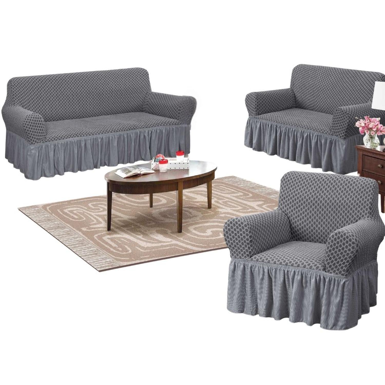 FUNDA DE MUEBLE ALTO RELIEVE ROYAL 3-2-1 - PLOMO - 1