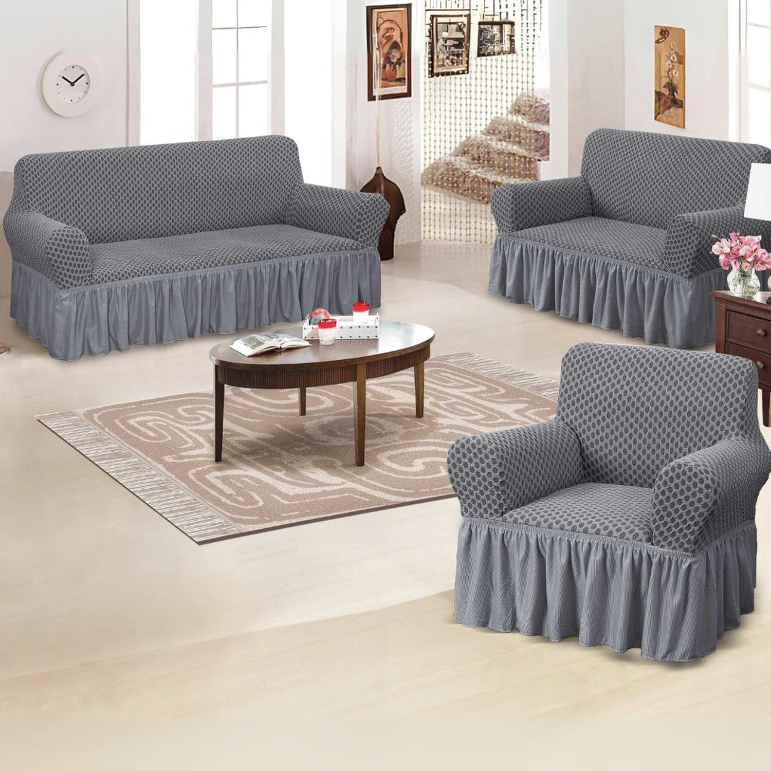 FUNDA DE MUEBLE ALTO RELIEVE ROYAL 3-2-1 - PLOMO - 3