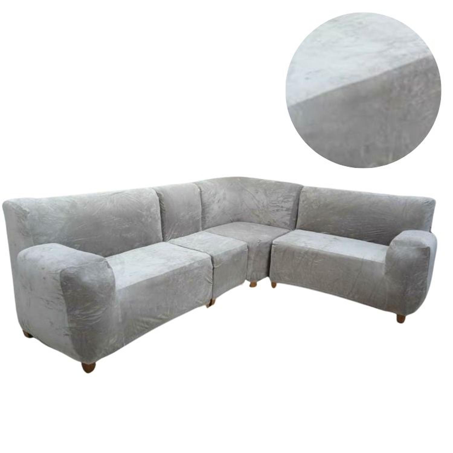 FUNDA DE MUEBLE MODULAR 4 PZS TERCIOPELO LISO CON 6 FUNDAS DE COJINES - GRIS - 4
