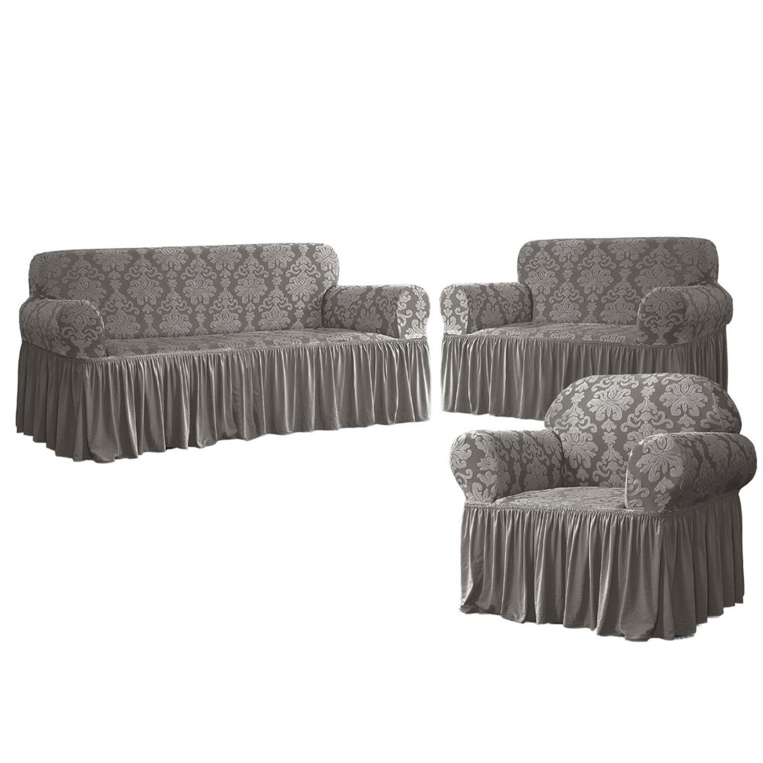 FUNDA DE MUEBLE 3-2-1 LABRADO IMPERIAL - PLOMO - 1