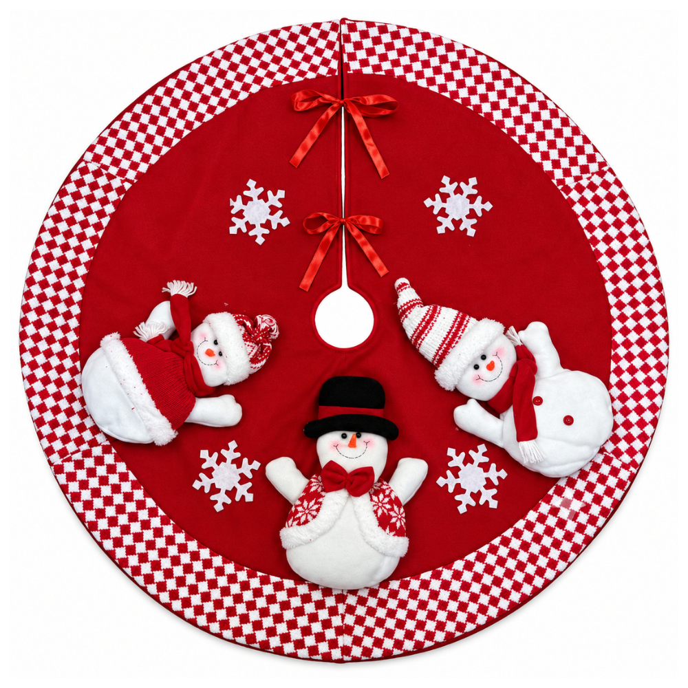 PISO DE ÁRBOL NAVIDEÑO MUÑECO DE NIEVE 3D ROJO - 1
