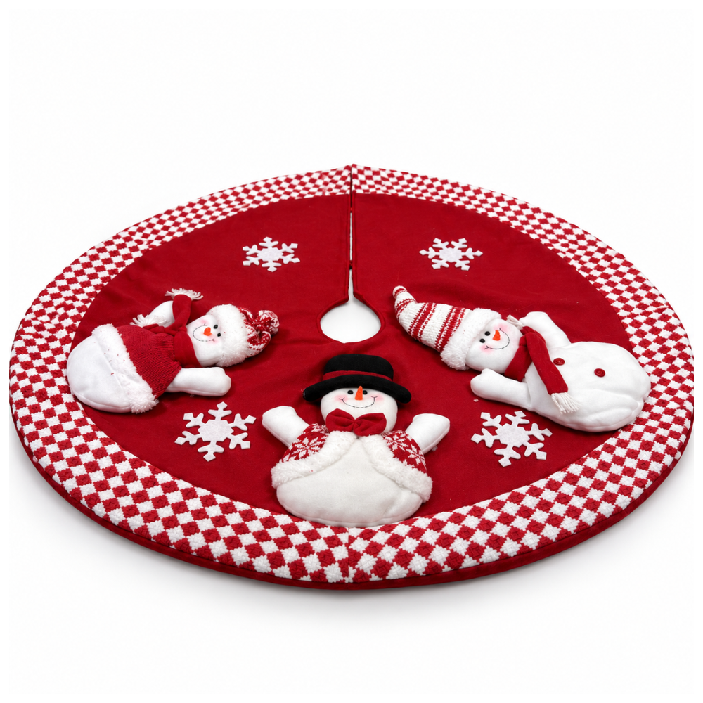 PISO DE ÁRBOL NAVIDEÑO MUÑECO DE NIEVE 3D ROJO - 3