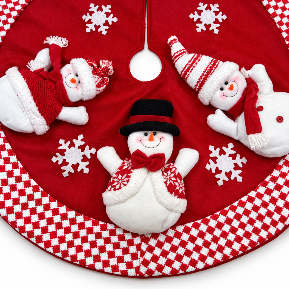 PISO DE ÁRBOL NAVIDEÑO MUÑECO DE NIEVE 3D ROJO - 4