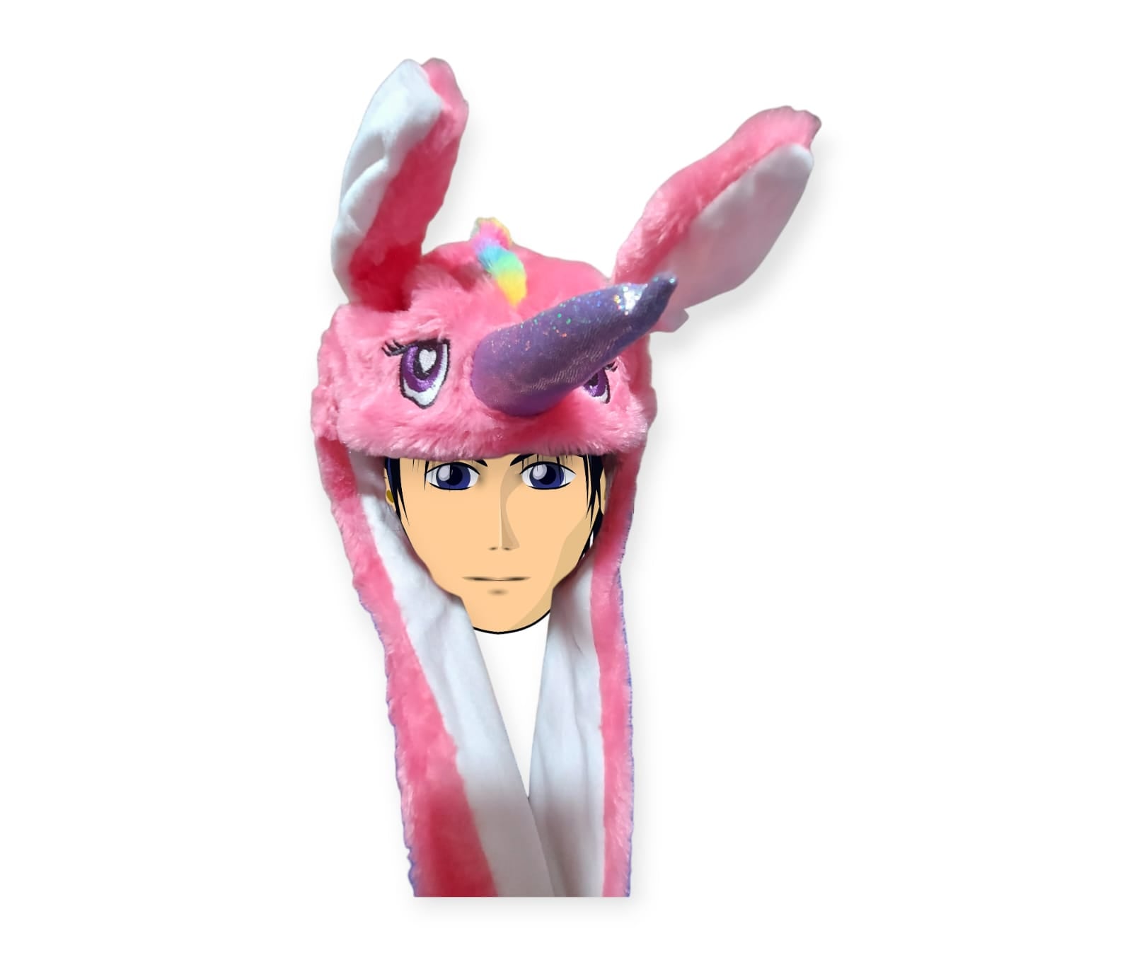 GORRO OREJA MOVIBLE ROSADO DE PELUCHE CON OREJAS MOVIBLES Y LUCES-PARA MAS DE 5 AÑOS DE EDAD - 1
