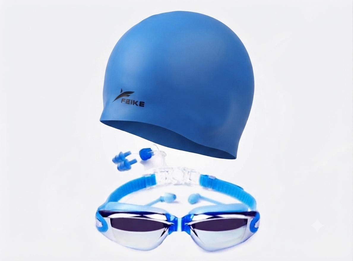 LENTES NATACIÓN FEIKE PROTECCIÓN UV Y GORRO - 4