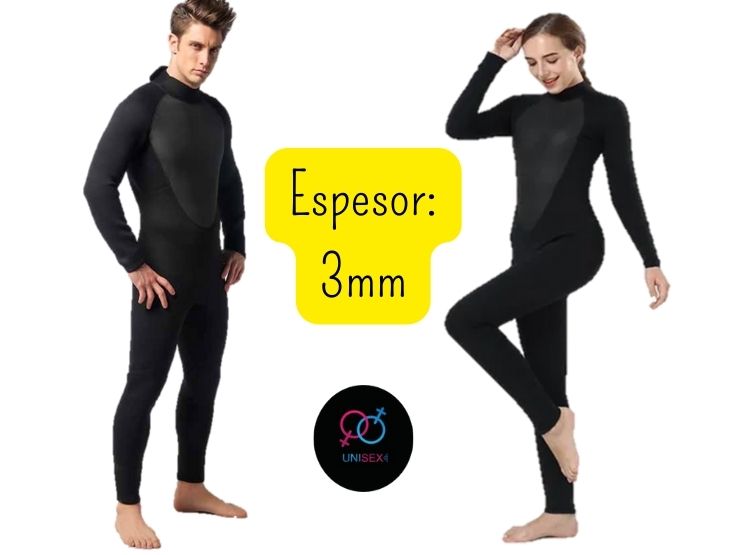 TRAJE BAÑO NATACIÓN UNISEX NEGRO WETSUIT CIERRE ESPALDA 3MM - 1