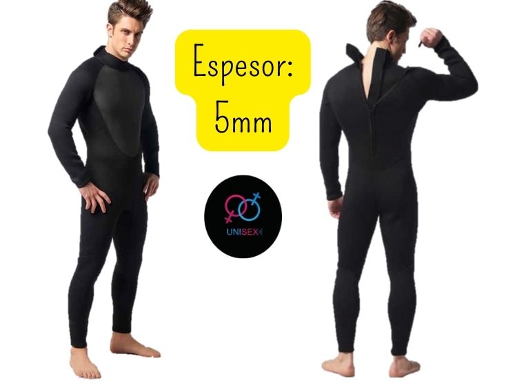 TRAJE BAÑO NATACIÓN UNISEX NEGRO WETSUIT CIERRE ESPALDA 5MM - 1