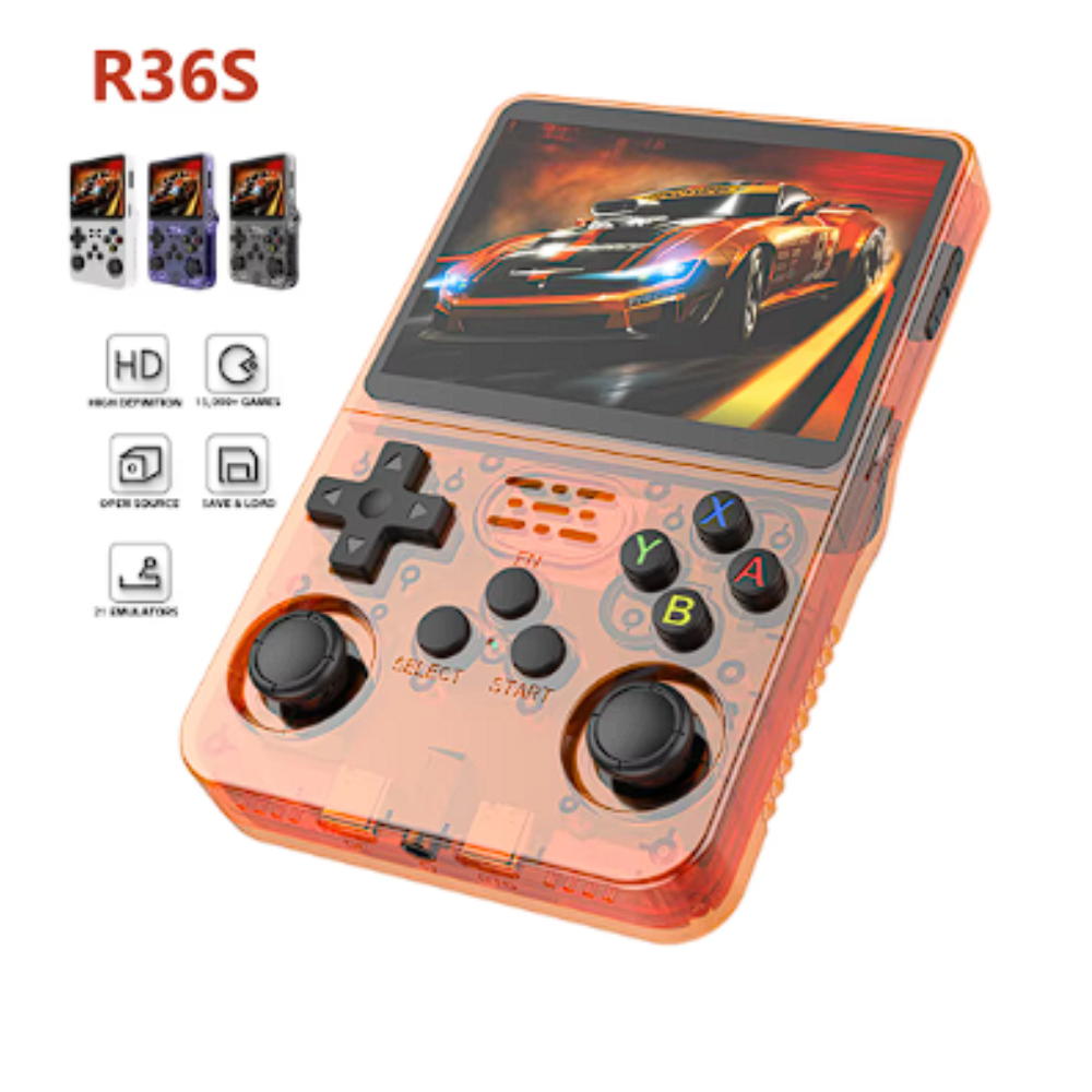 CONSOLA DE VIDEOJUEGOS PORTÁTIL RETRO R36S 64GB NARANJA - 1