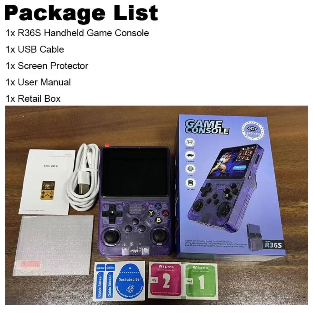 CONSOLA DE VIDEOJUEGOS PORTÁTIL RETRO R36S 64GB LILA - 6