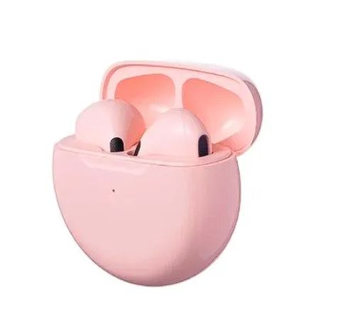 AUDIFONO BLUETOOTH INALAMBRICOS PRO 6 MODELO AIRPODS ROSA - 1