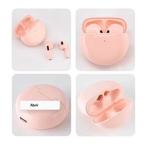 AUDIFONO BLUETOOTH INALAMBRICOS PRO 6 MODELO AIRPODS ROSA - 3
