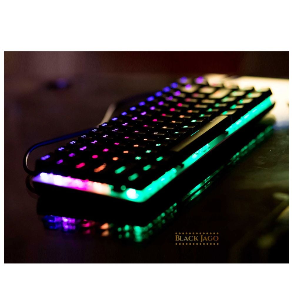 TECLADO MECÁNICO GAMER LUCES LED RGB - NEGRO - 2