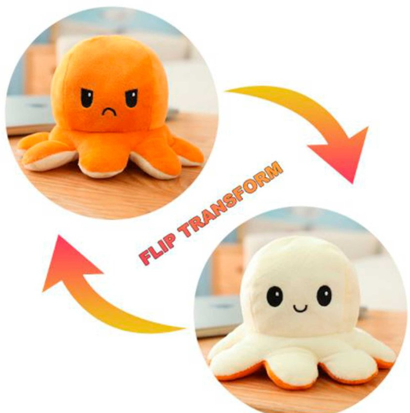 PACK X4 PULPI PELUCHE REVERSIBLE ANTI-STRESS CARA FELIZ Y ENOJADO - 1