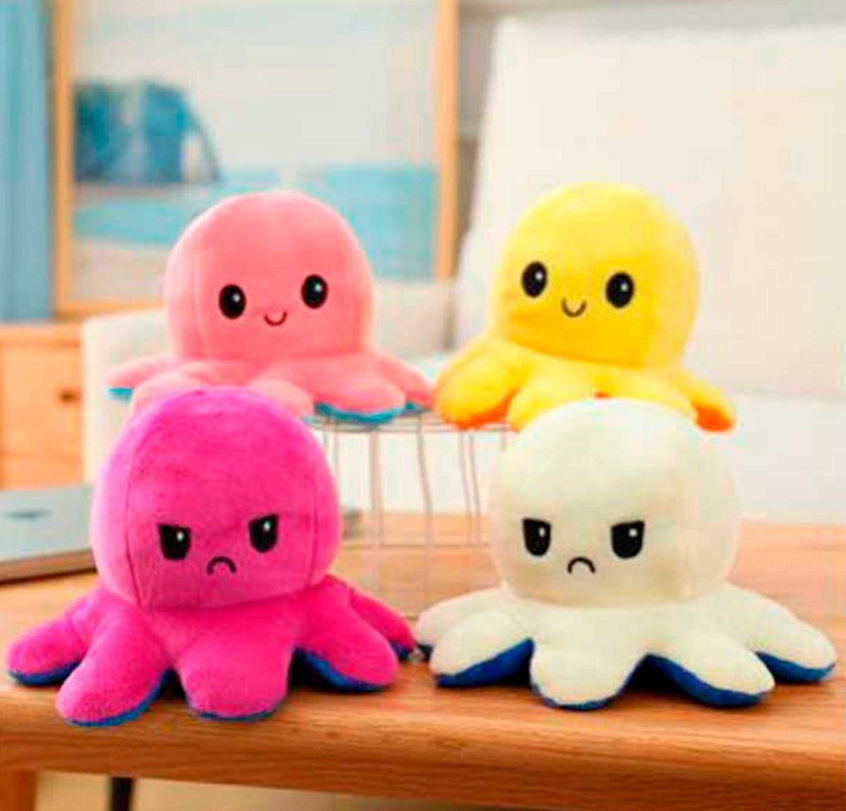 PACK X4 PULPI PELUCHE REVERSIBLE ANTI-STRESS CARA FELIZ Y ENOJADO - 2
