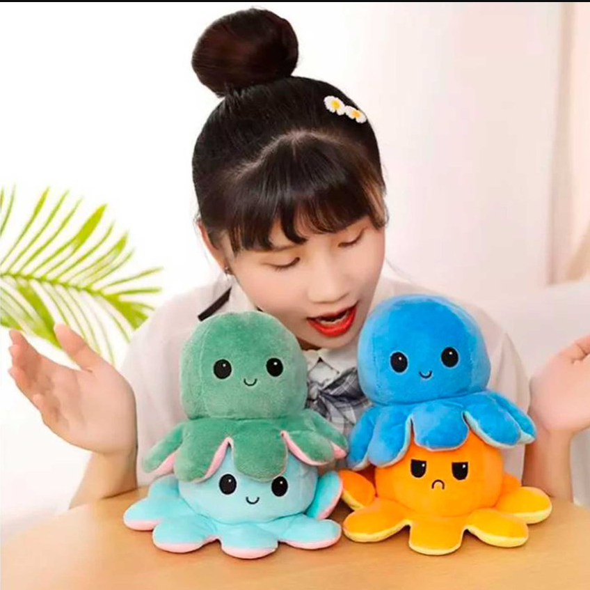 PACK X4 PULPI PELUCHE REVERSIBLE ANTI-STRESS CARA FELIZ Y ENOJADO - 3