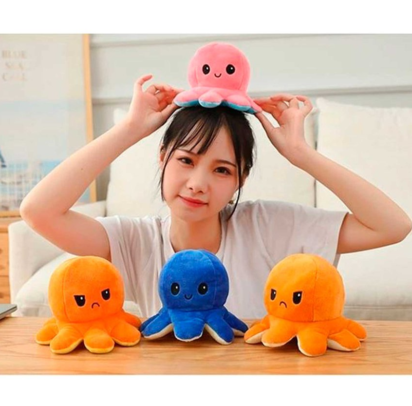 PACK X4 PULPI PELUCHE REVERSIBLE ANTI-STRESS CARA FELIZ Y ENOJADO - 5