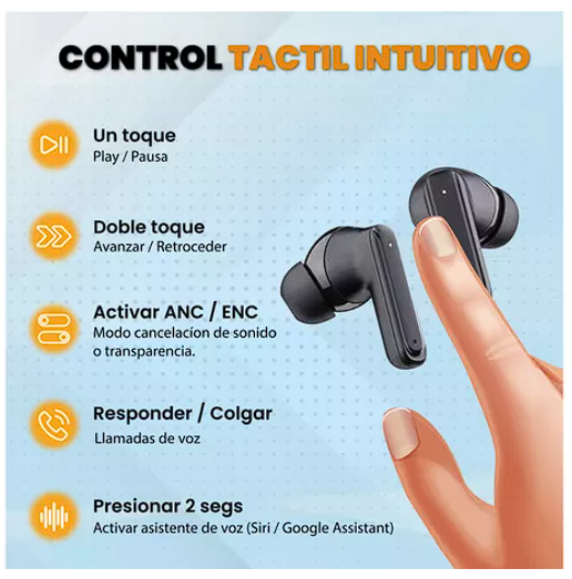 AUDIFONO CON PANTALLA TACTIL ANC LX-10 REDUCCIÓN RUIDO ANC - 3
