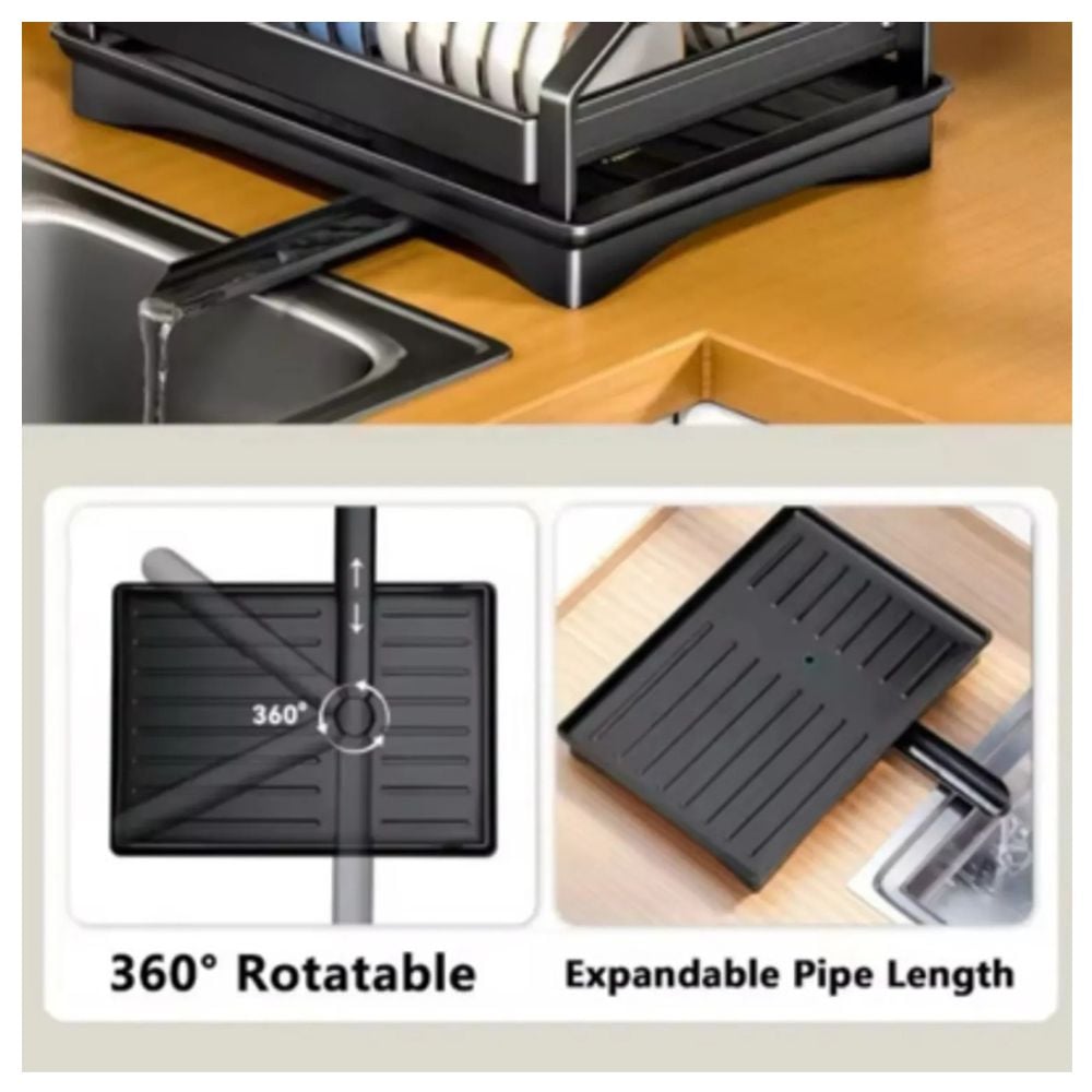 Escurridor de Platos de 2 Niveles Acero Inoxidable Organizador de cocina con Porta Cubiertos - 5