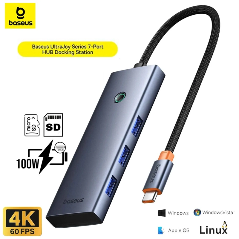 HUB BASEUS 7 EN 1 HDMI 4K 60HZ 100W PD - 2