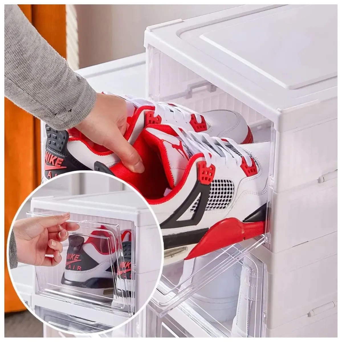 ZAPATERA PLEGABLE DE 6 NIVELES BLANCO CON TAPA ACRÍLICA - 3
