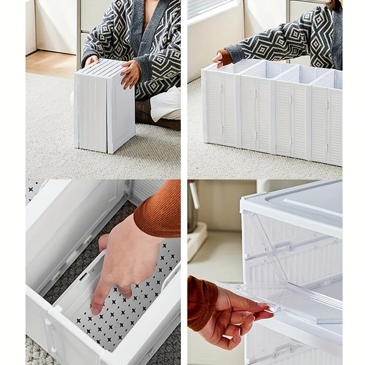 ZAPATERA PLEGABLE DE 6 NIVELES BLANCO CON TAPA ACRÍLICA - 6