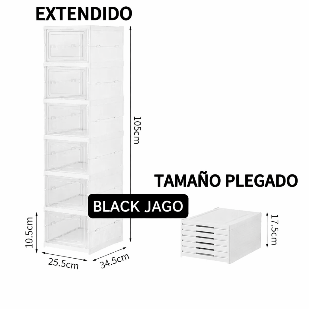 ZAPATERA PLEGABLE DE 6 NIVELES BLANCO CON TAPA ACRÍLICA - 7