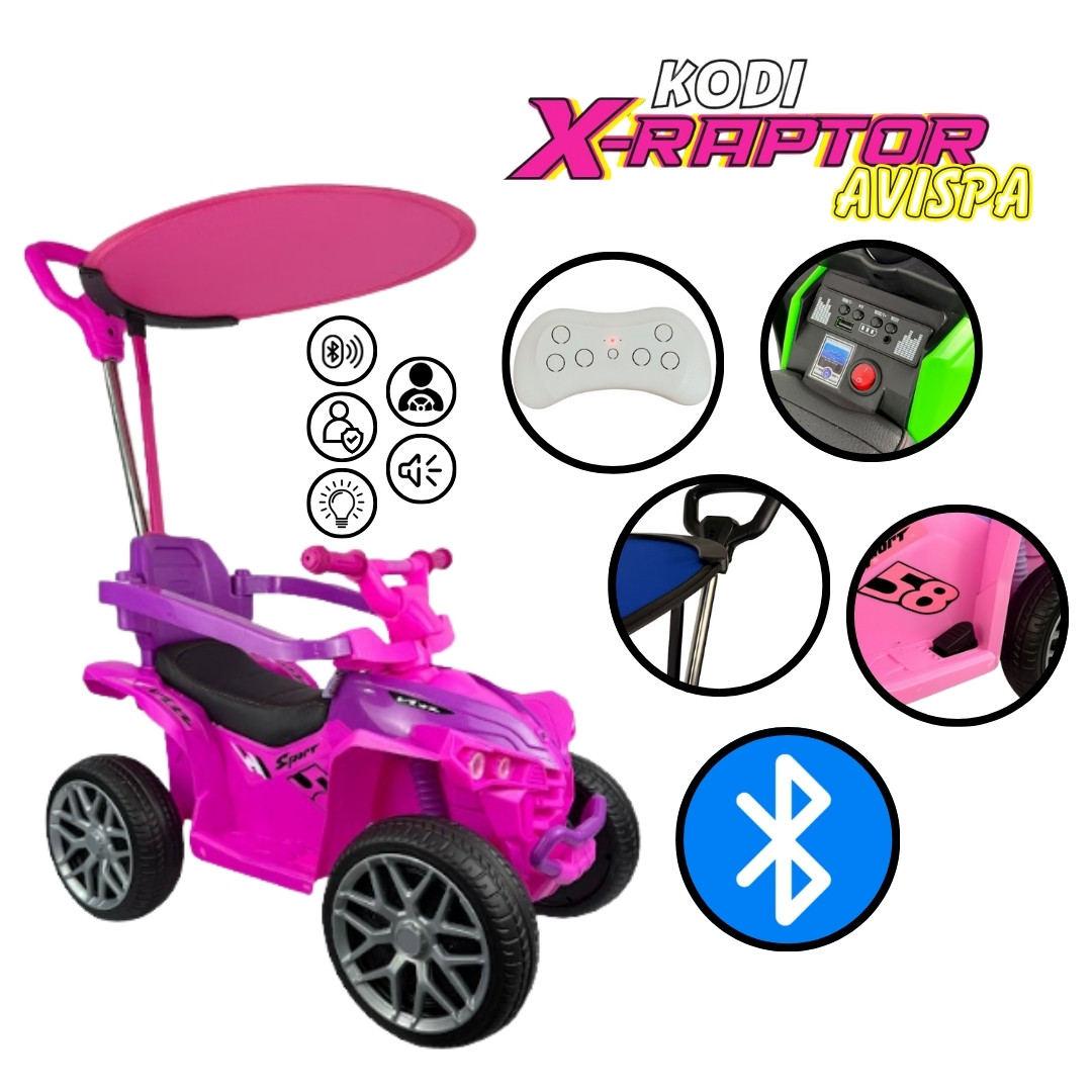 CARRITO DE BEBE BUGGY CON BLUETOOTH, CONTROL REMOTO, BATERIA, MOTOR, LUCES, MUSICA, 3 EN 1 KODIRAPTOR - 6