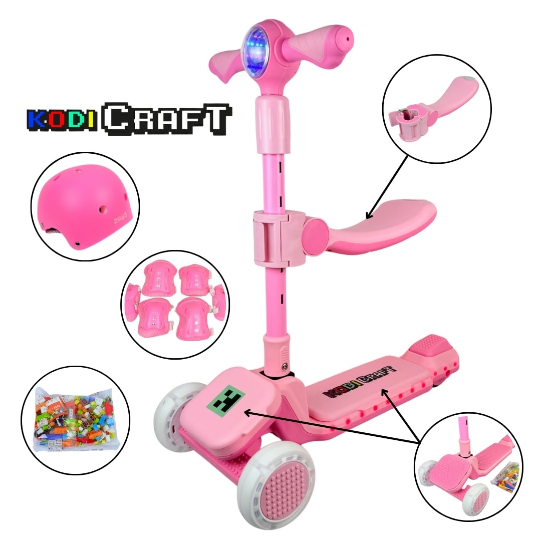 SCOOTER PARA NIÑOS CON BLUETOOTH, LUCES, SET DE PROTECCIÓN, KODICRAFT - 1