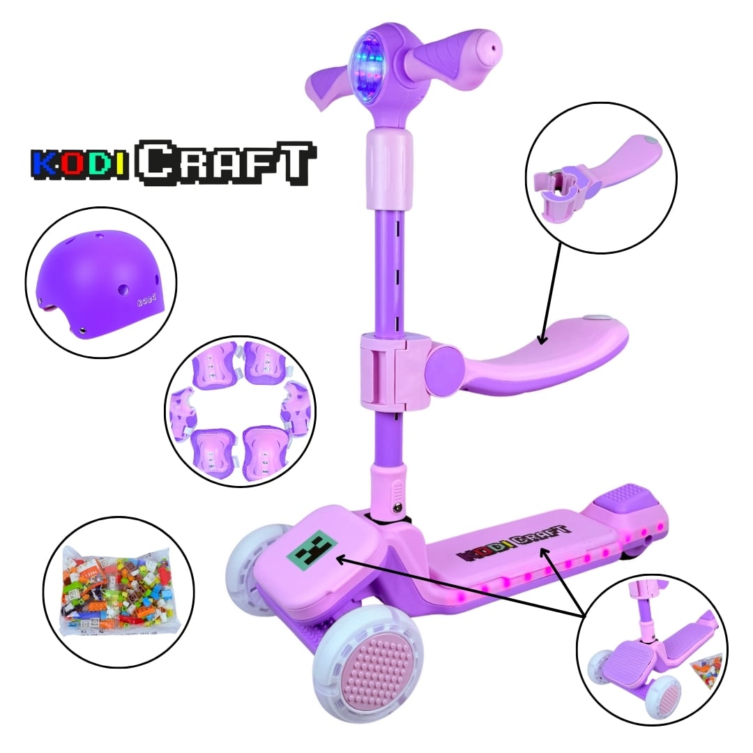 SCOOTER PARA NIÑOS CON BLUETOOTH, LUCES, SET DE PROTECCIÓN, KODICRAFT - 1