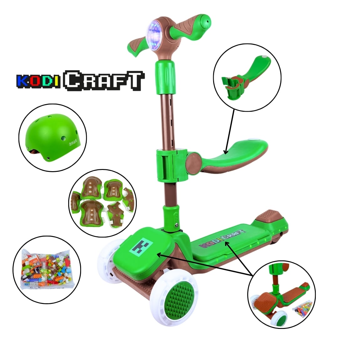 SCOOTER PARA NIÑOS CON BLUETOOTH, LUCES, SET DE PROTECCIÓN, KODICRAFT - 1