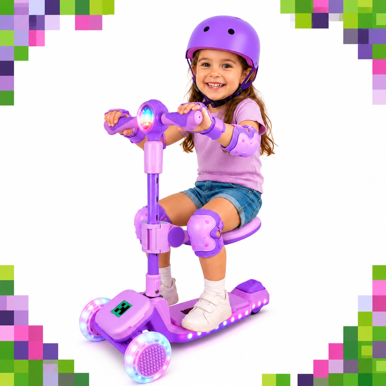SCOOTER KODI KIDS LEGO, SCOOTER CON ASIENTO, SCOOTER PARA NIÑOS, MINECRAFT - 1