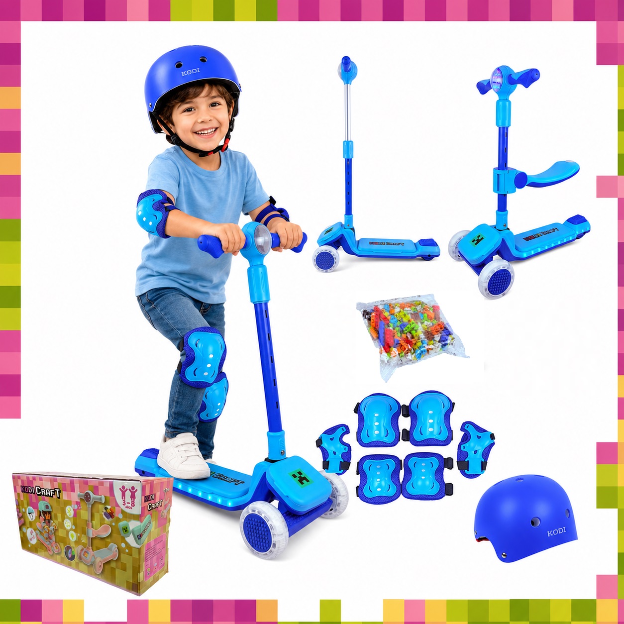 SCOOTER KODI KIDS LEGO, SCOOTER CON ASIENTO, SCOOTER PARA NIÑOS, MINECRAFT - 3