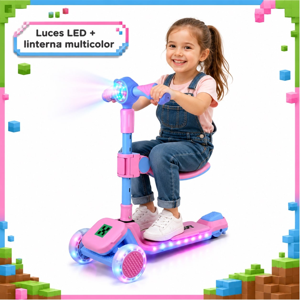 SCOOTER KODI KIDS LEGO, SCOOTER CON ASIENTO, SCOOTER PARA NIÑOS, MINECRAFT - 3