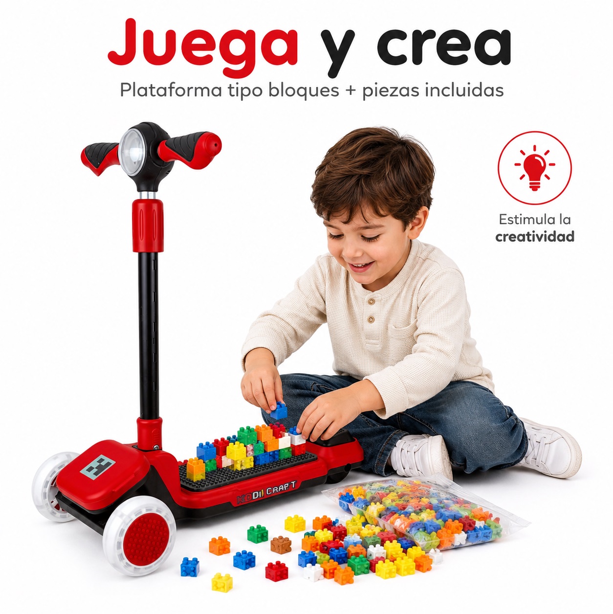 SCOOTER KODI KIDS LEGO, SCOOTER CON ASIENTO, SCOOTER PARA NIÑOS, MINECRAFT - 4