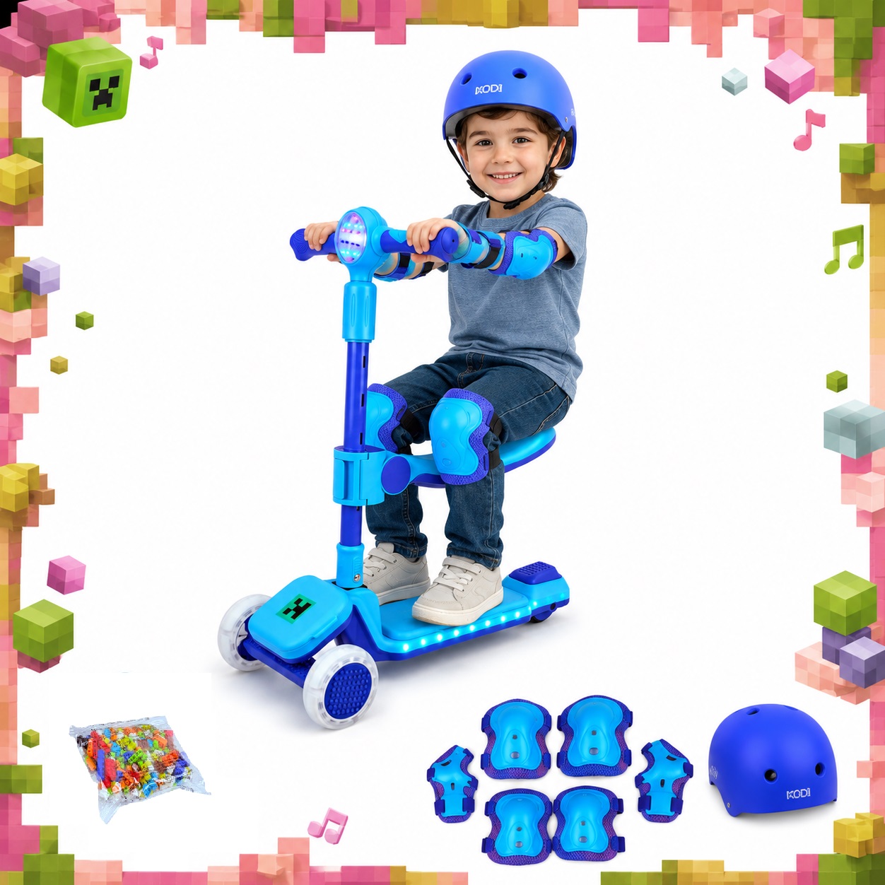 SCOOTER KODI KIDS LEGO, SCOOTER CON ASIENTO, SCOOTER PARA NIÑOS, MINECRAFT - 4