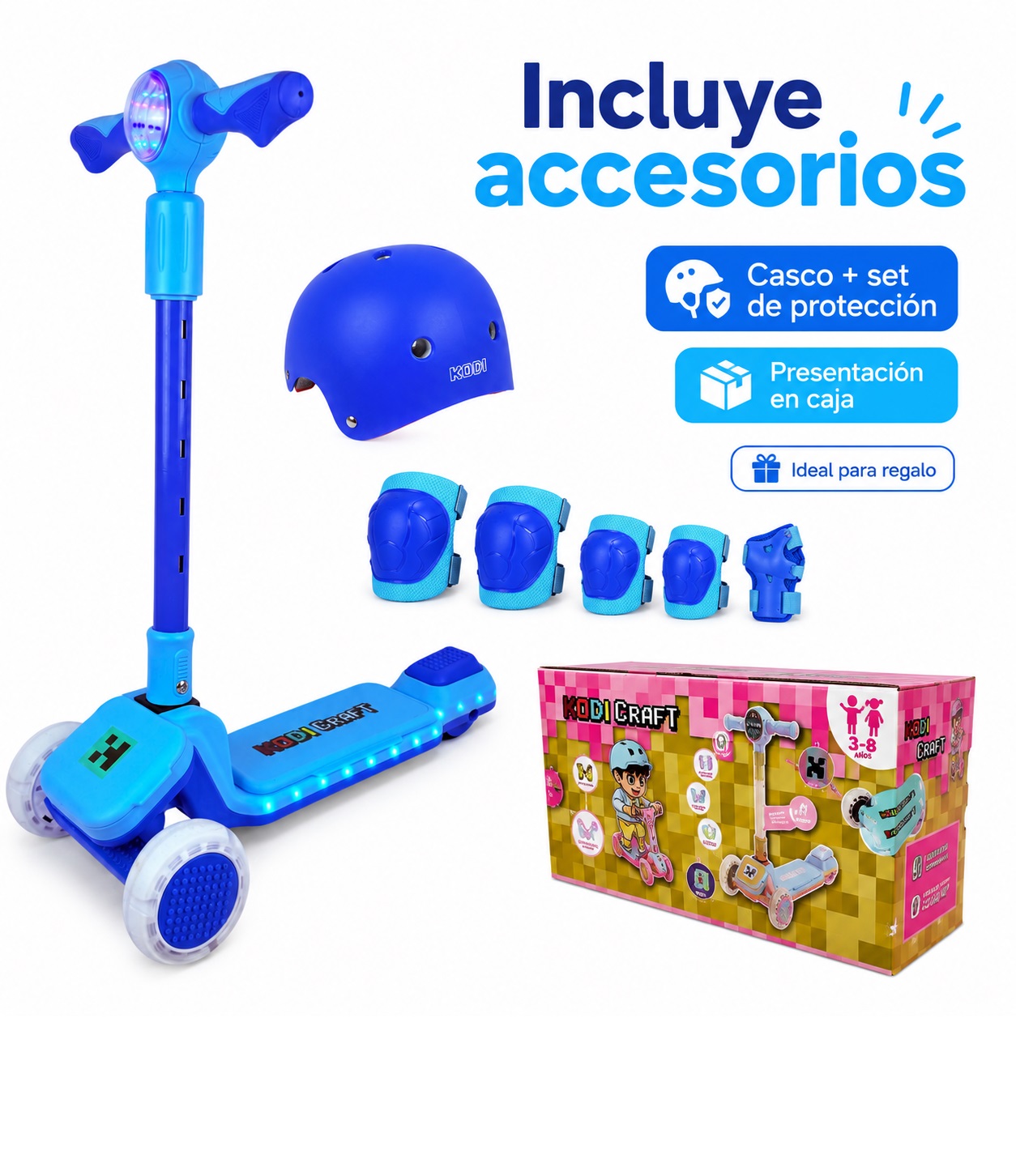 SCOOTER KODI KIDS LEGO, SCOOTER CON ASIENTO, SCOOTER PARA NIÑOS, MINECRAFT - 7