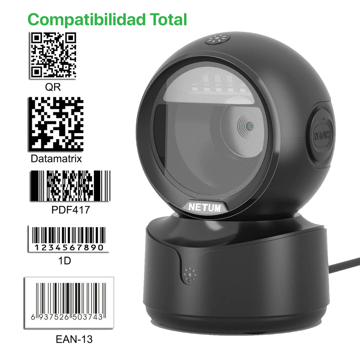 LECTOR CÓDIGO BARRAS DE MESA OMNIDIRECCIONAL 2D 1D ALÁMBRICO - 5