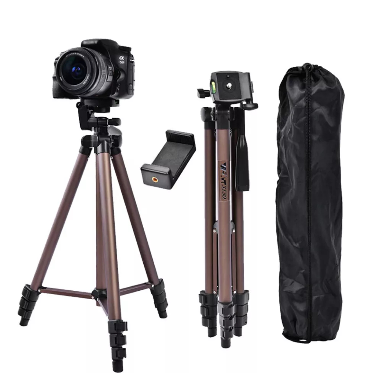 TRÍPODE PROFESIONAL PARANTE 1.25 WEIFENG WT-3130 + ADAPTADOR A CELULAR - 3