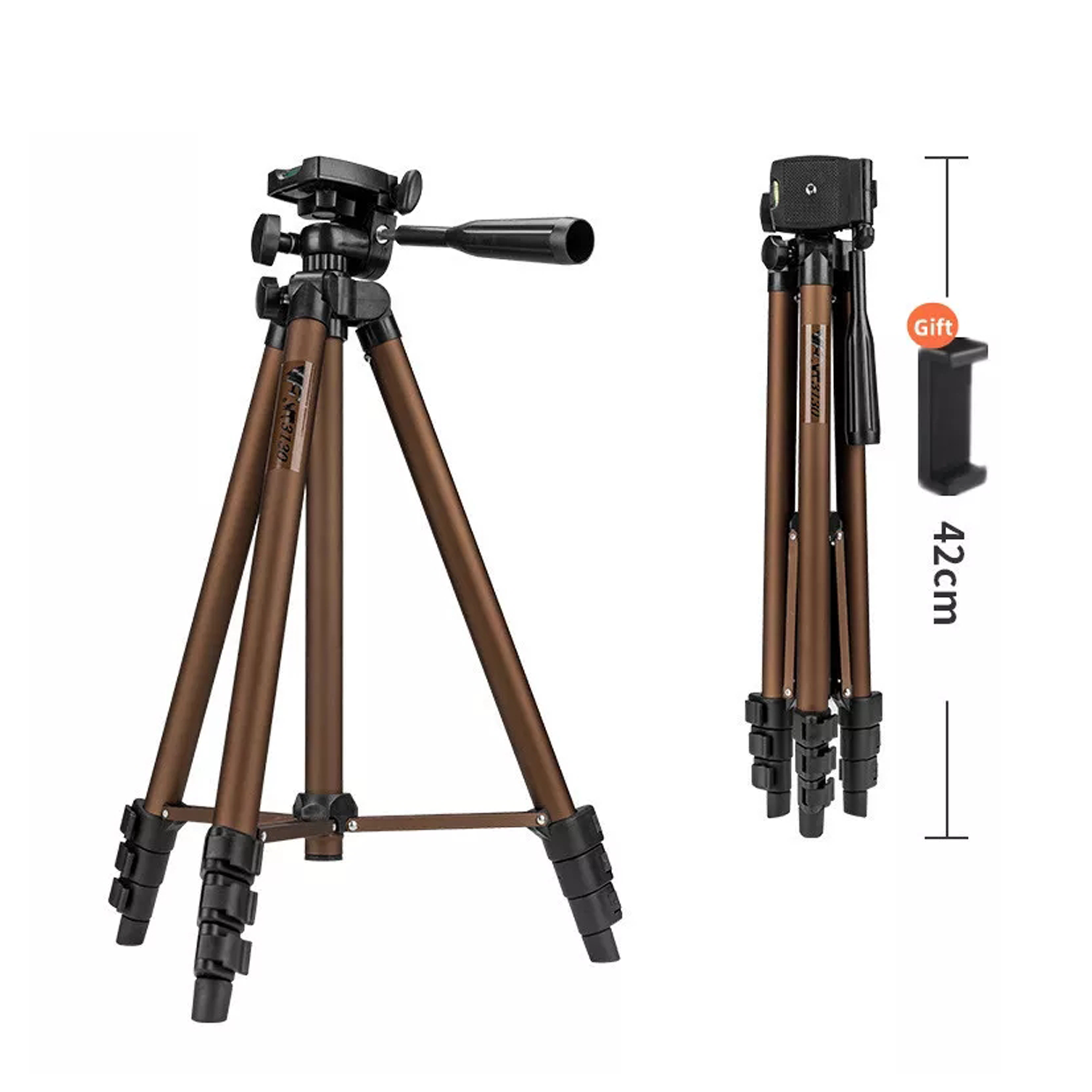 TRÍPODE PROFESIONAL PARANTE 1.25 WEIFENG WT-3130 + ADAPTADOR A CELULAR - 4