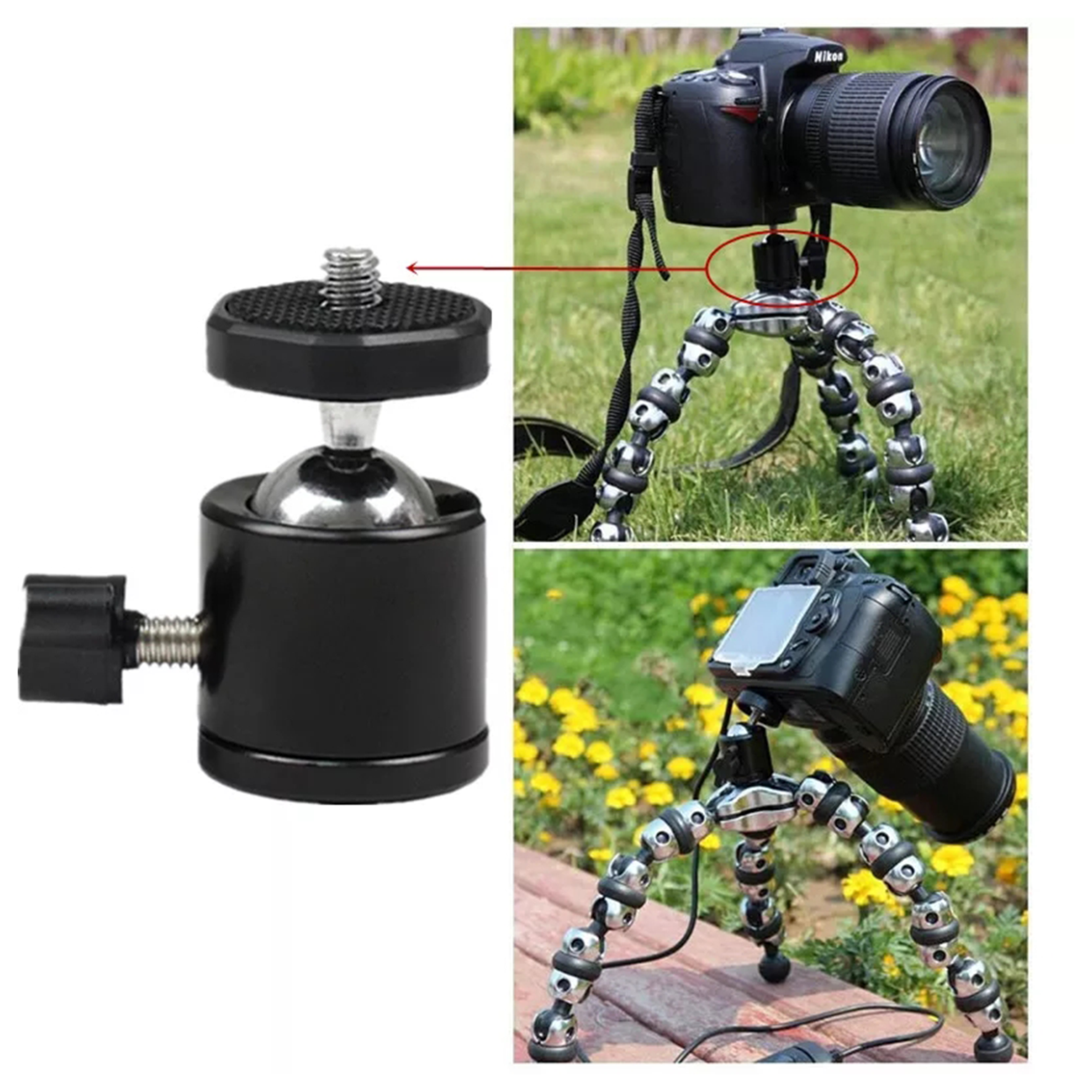 RÓTULA GIRATORIA 14 TRÍPODE DSLR CÁMARA LUZ ARO LED - 4