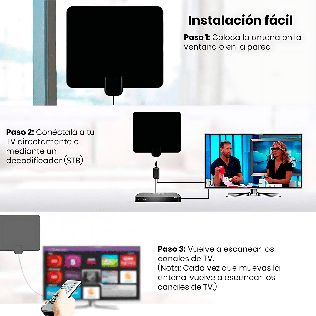 ANTENA DIGITAL ULTRA PLANA TV TDT FULL HD 1080P - 7