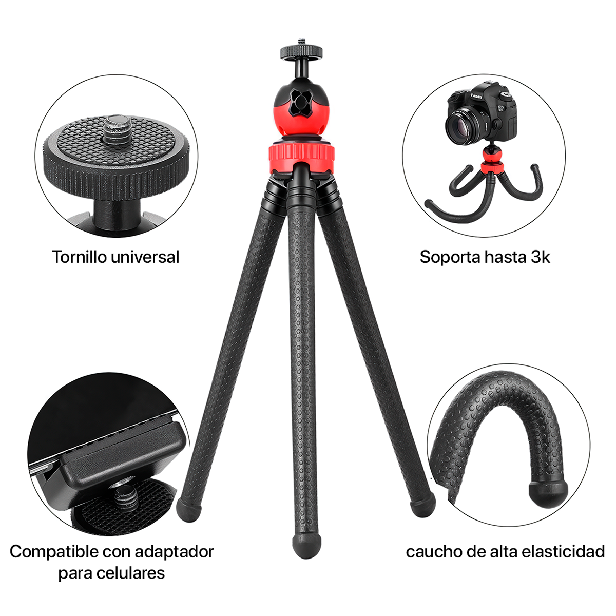 TRÍPODE PARA CAMARA Y CELULAR 1.02M + DISPARADOR BLUETOOTH 5.0 - 2
