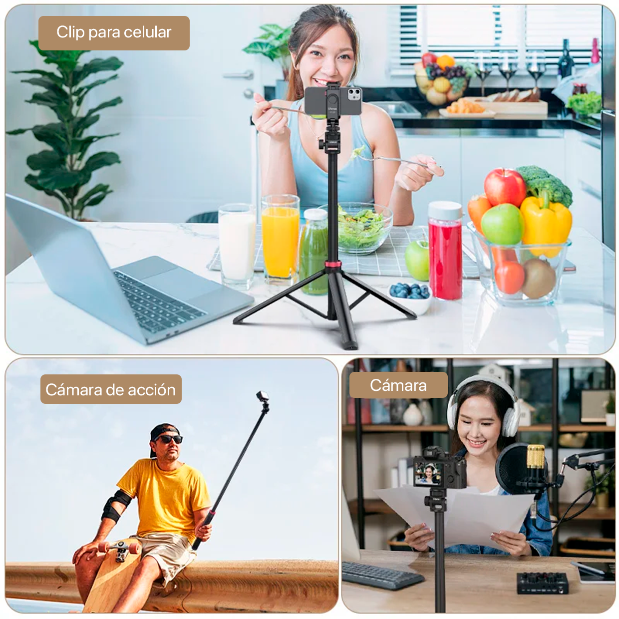 TRÍPODE ULANZI MT-79 200CM + DISPARADOR BLUETOOTH + CLIP ST-06S - 4