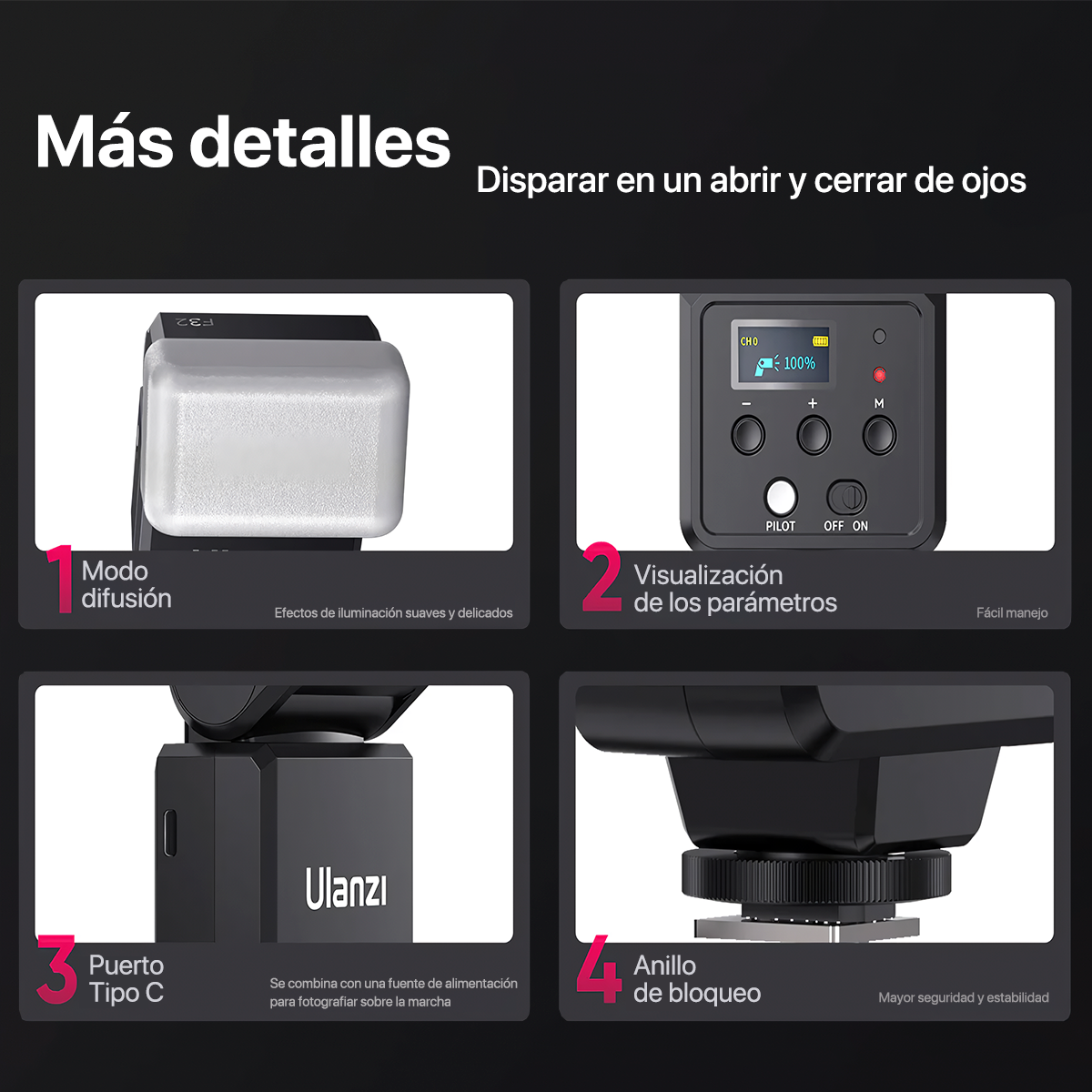 FLASH ULANZI PARA CÁMARA PROFESIONAL F32 - 3