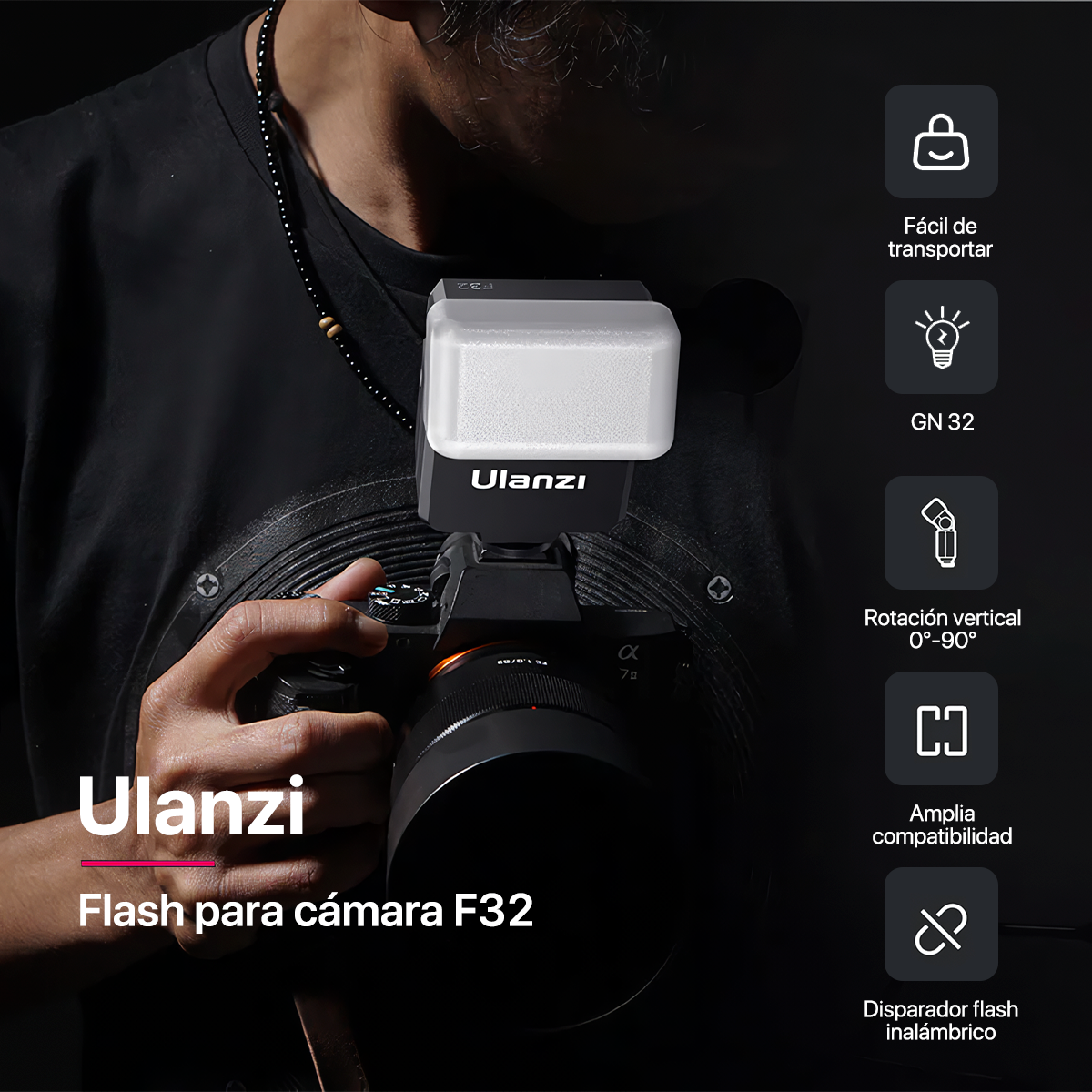 FLASH ULANZI PARA CÁMARA PROFESIONAL F32 - 5